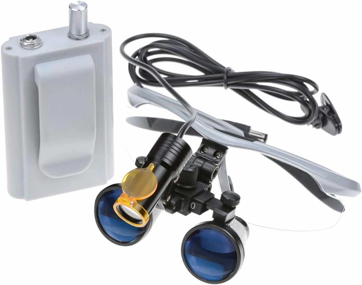 Silver Loupes Magnifier Lab Binocular 3.5x420 Headlight Headlamp 5Wwith Black Cloth Case