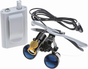 Silver Loupes Magnifier Lab Binocular 3.5x420 Headlight Headlamp 5Wwith Black Cloth Case