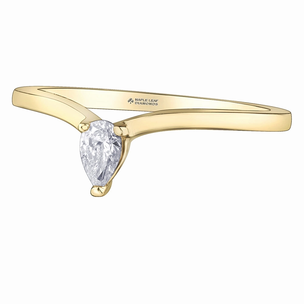 Simple Pear Canadian Diamond Solitaire Ring