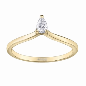 Simple Pear Canadian Diamond Solitaire Ring