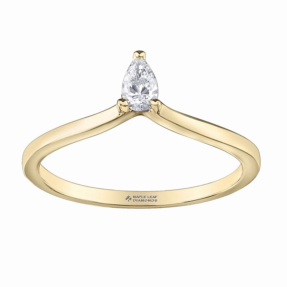 Simple Pear Canadian Diamond Solitaire Ring