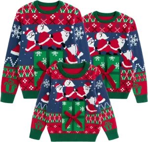 Simplee kids Ugly Christmas Sweater Family Matching Outfits for Women Men Party Sweaters Knitted Pullover