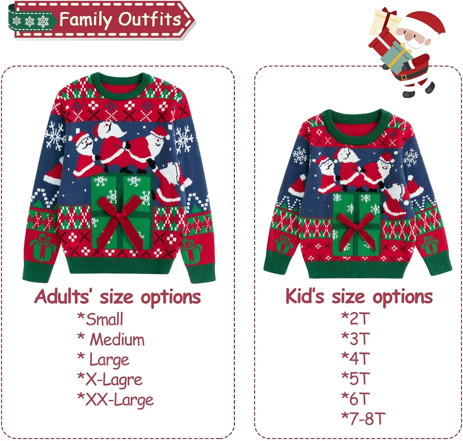 Simplee kids Ugly Christmas Sweater Family Matching Outfits for Women Men Party Sweaters Knitted Pullover