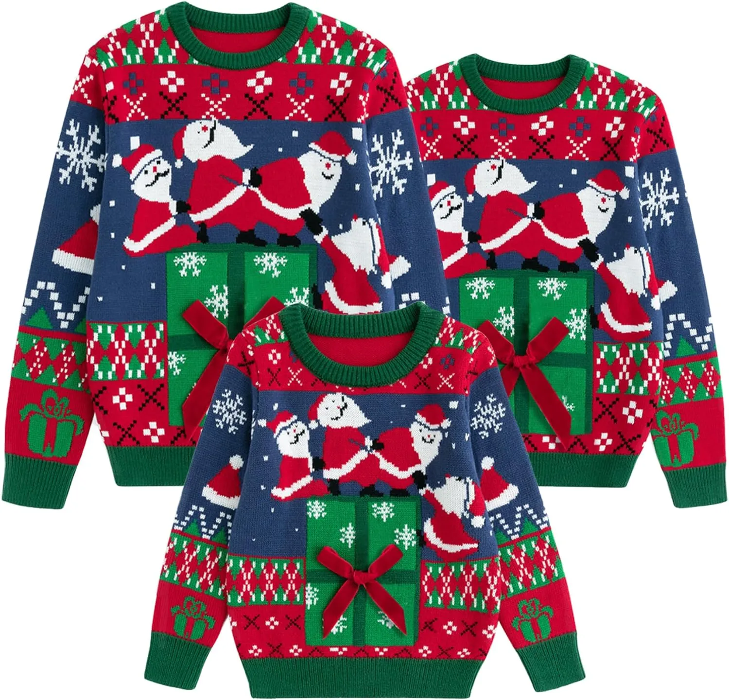 Simplee kids Ugly Christmas Sweater Family Matching Outfits for Women Men Party Sweaters Knitted Pullover