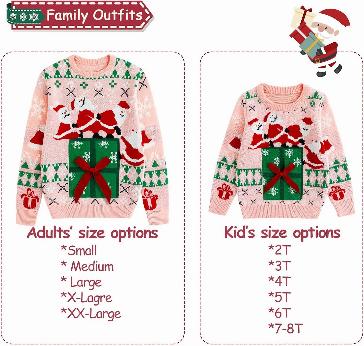 Simplee kids Ugly Christmas Sweater Family Matching Outfits for Women Men Party Sweaters Knitted Pullover