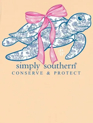 Simply Southern Turtle with Roses and Pink Bow Youth T-Shirt