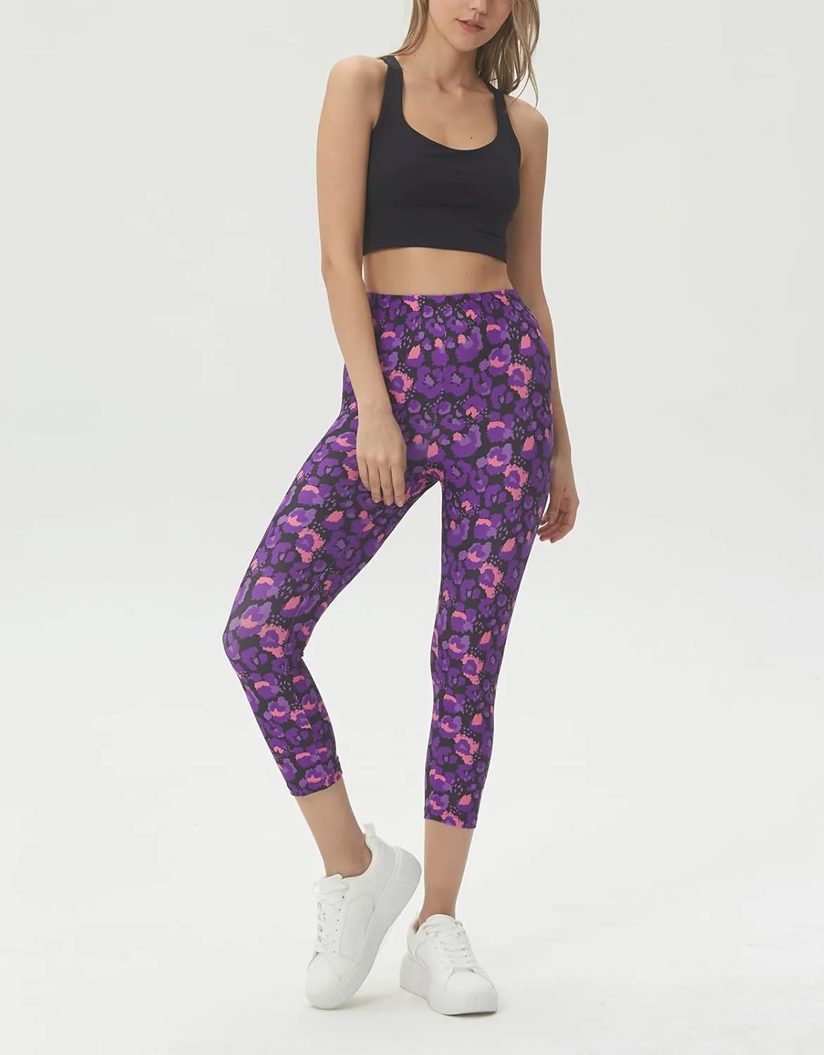 sissycos Women's Artistic Splash Printed Cropped Capri Leggings Buttery Soft Tights 21"