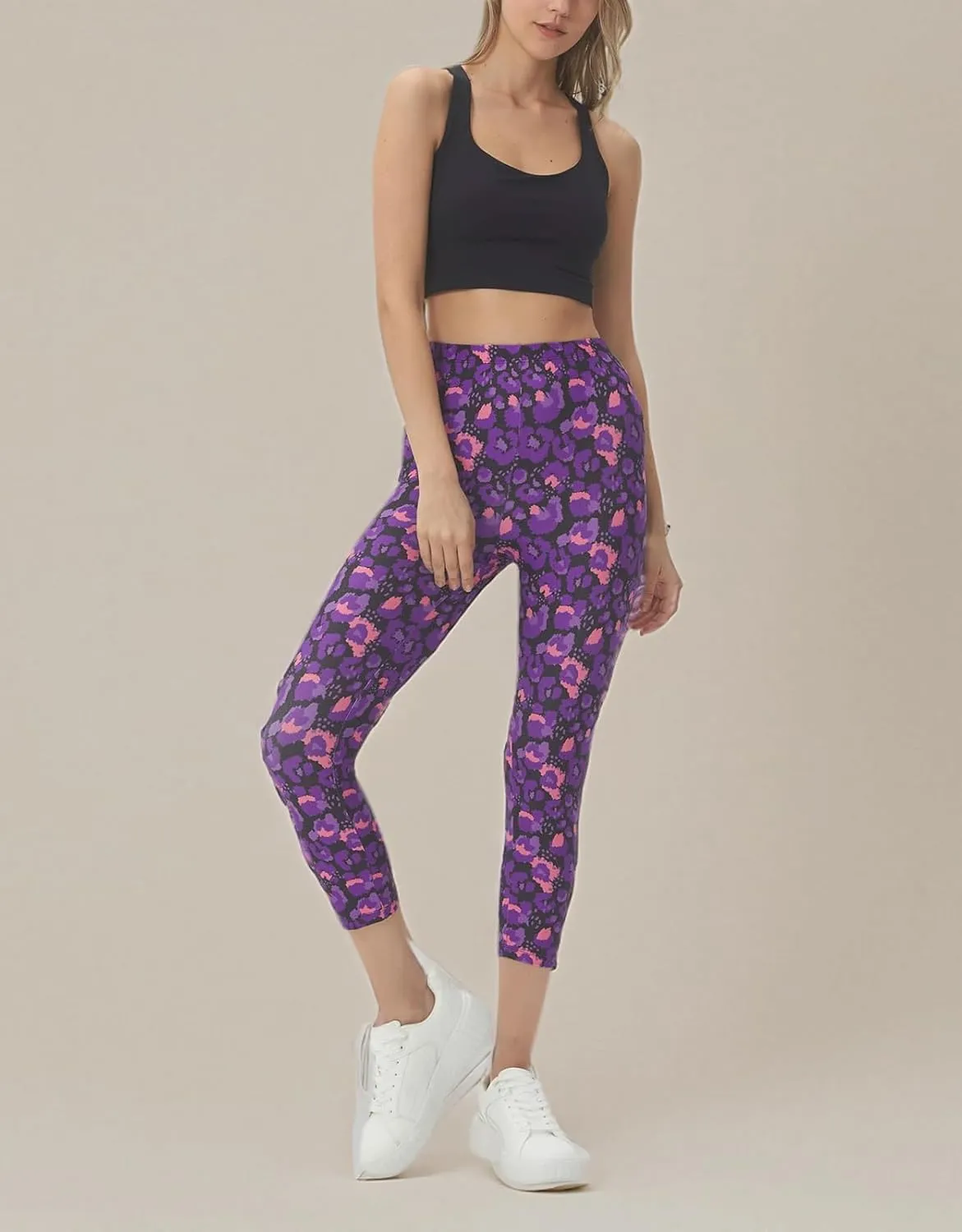 sissycos Women's Artistic Splash Printed Cropped Capri Leggings Buttery Soft Tights 21"