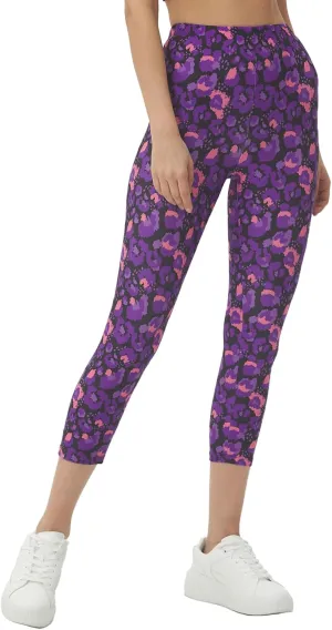 sissycos Women's Artistic Splash Printed Cropped Capri Leggings Buttery Soft Tights 21"