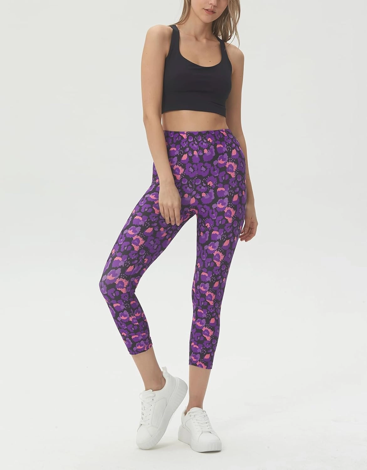 sissycos Women's Artistic Splash Printed Cropped Capri Leggings Buttery Soft Tights 21"