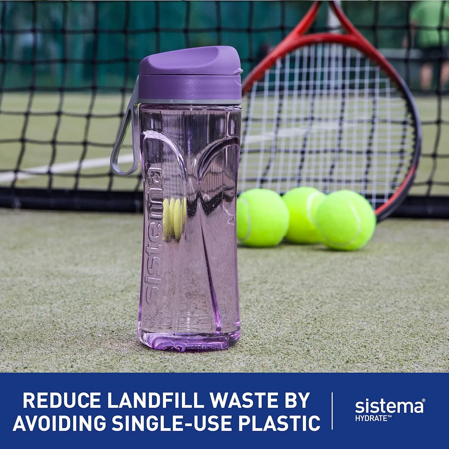 Sistema Swift Sports Water Bottles | 600 ml | Leakproof Kids Water Bottles | Impact-Resistant Tritan Plastic | BPA-Free | Ocean Blue & Misty Purple | 2 Count