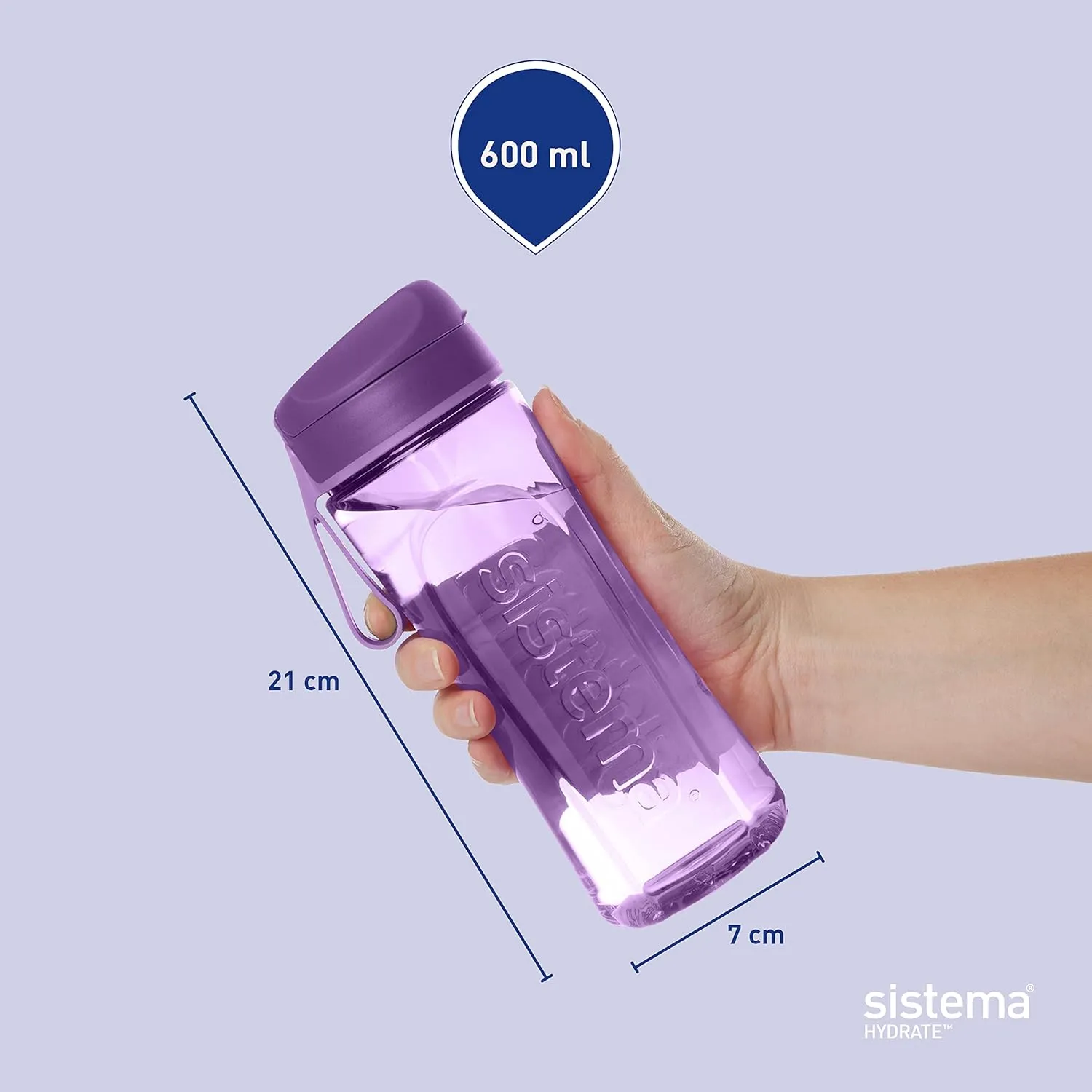 Sistema Swift Sports Water Bottles | 600 ml | Leakproof Kids Water Bottles | Impact-Resistant Tritan Plastic | BPA-Free | Ocean Blue & Misty Purple | 2 Count
