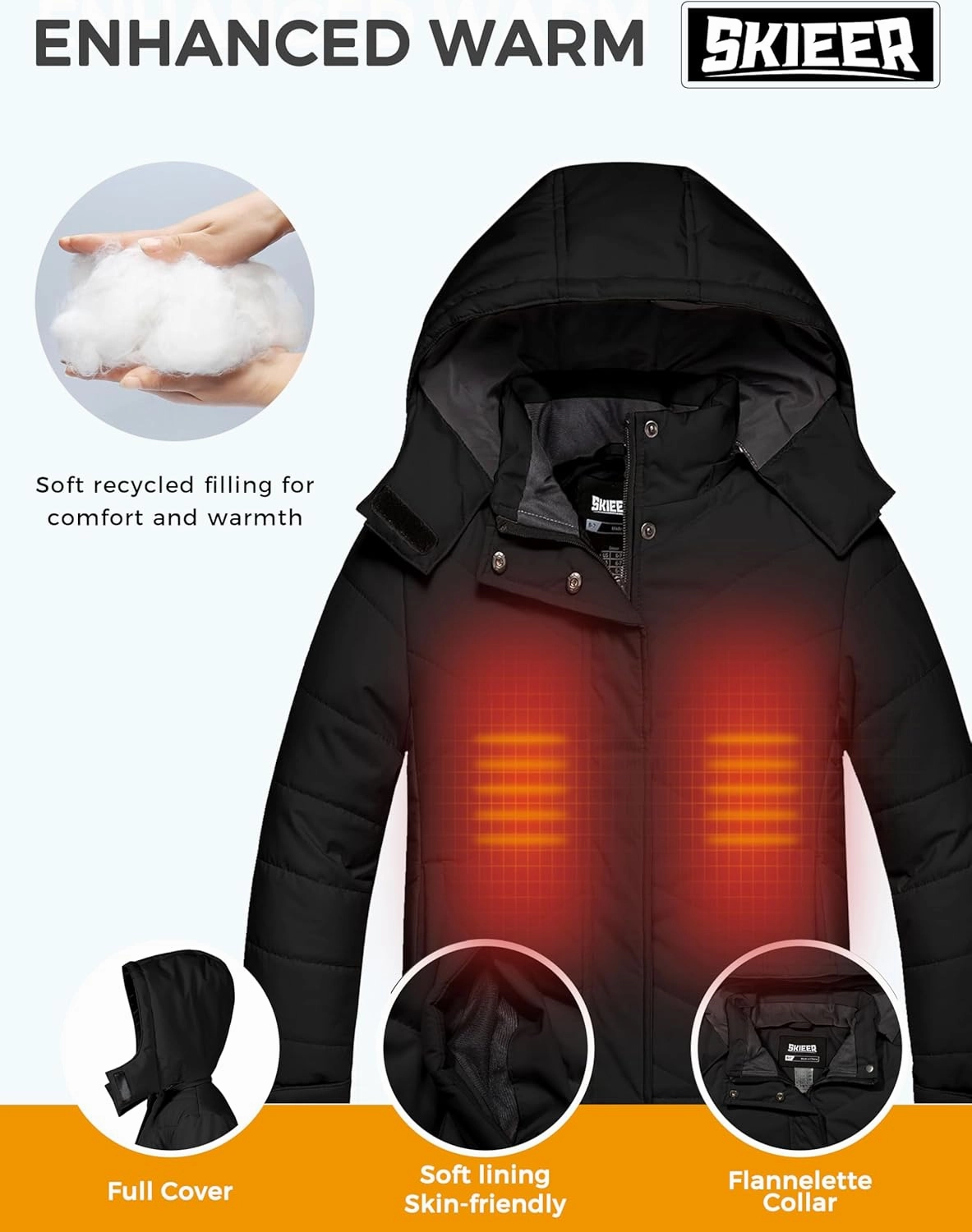 Skieer Girls' Waterproof Ski Jacket Warm Windproof Snow Winter Coat