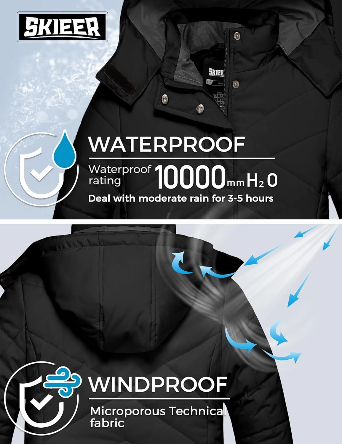 Skieer Girls' Waterproof Ski Jacket Warm Windproof Snow Winter Coat