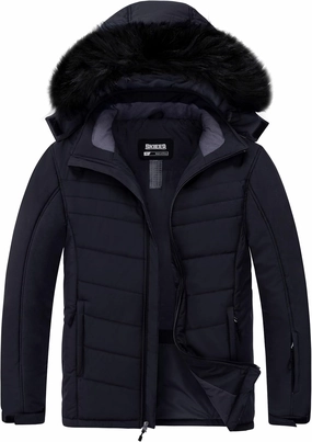 Skieer Men's Waterproof Ski Jacket Windproof Winter Coat Hooded Puffer Jacket Snowboard Rain Jacket