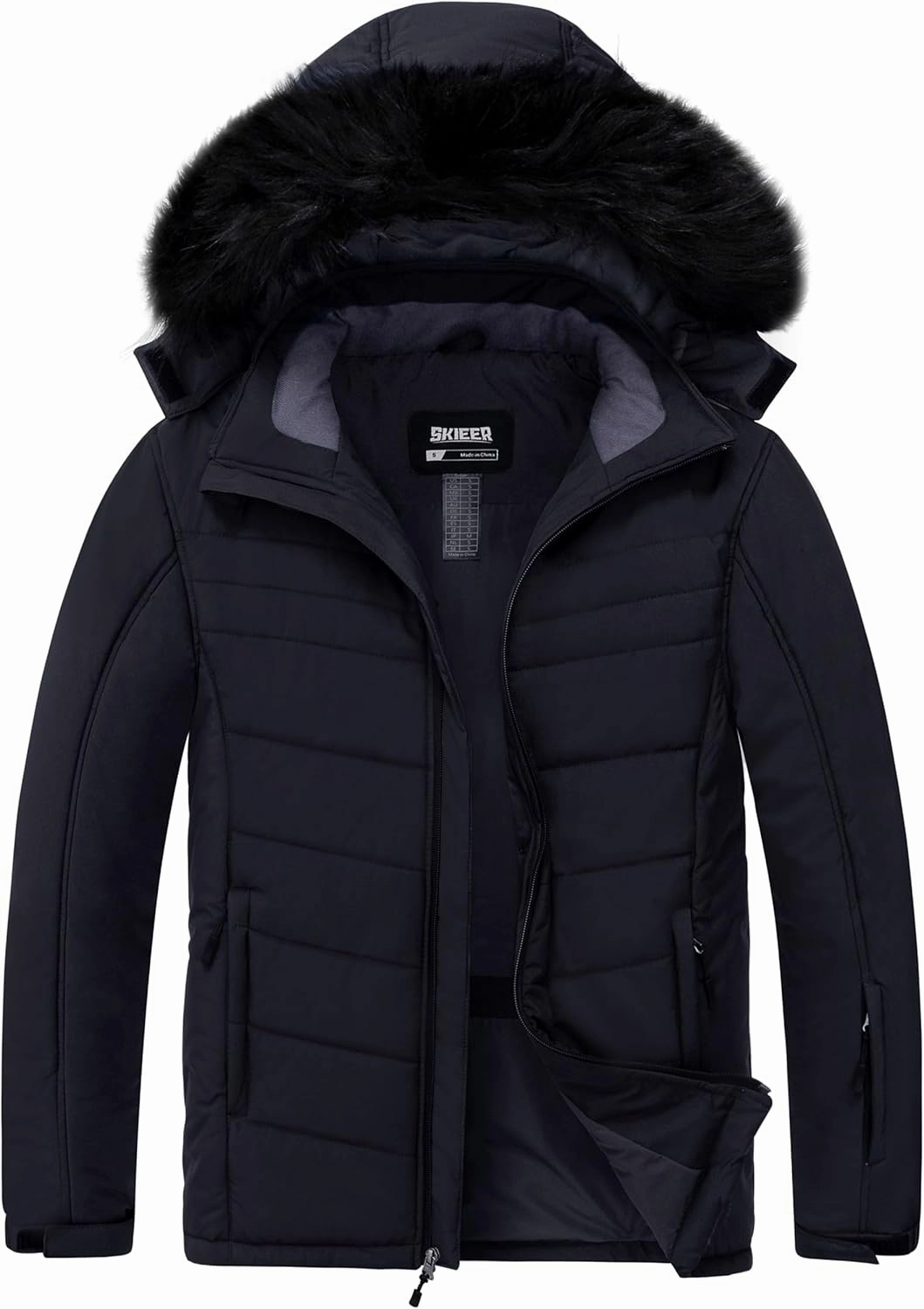 Skieer Men's Waterproof Ski Jacket Windproof Winter Coat Hooded Puffer Jacket Snowboard Rain Jacket