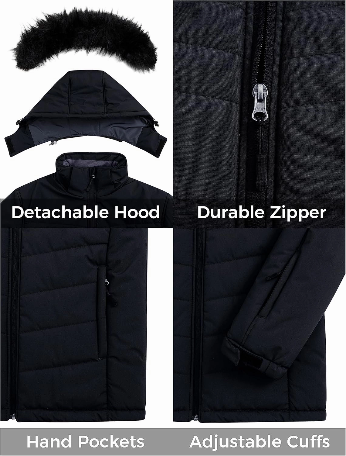Skieer Men's Waterproof Ski Jacket Windproof Winter Coat Hooded Puffer Jacket Snowboard Rain Jacket