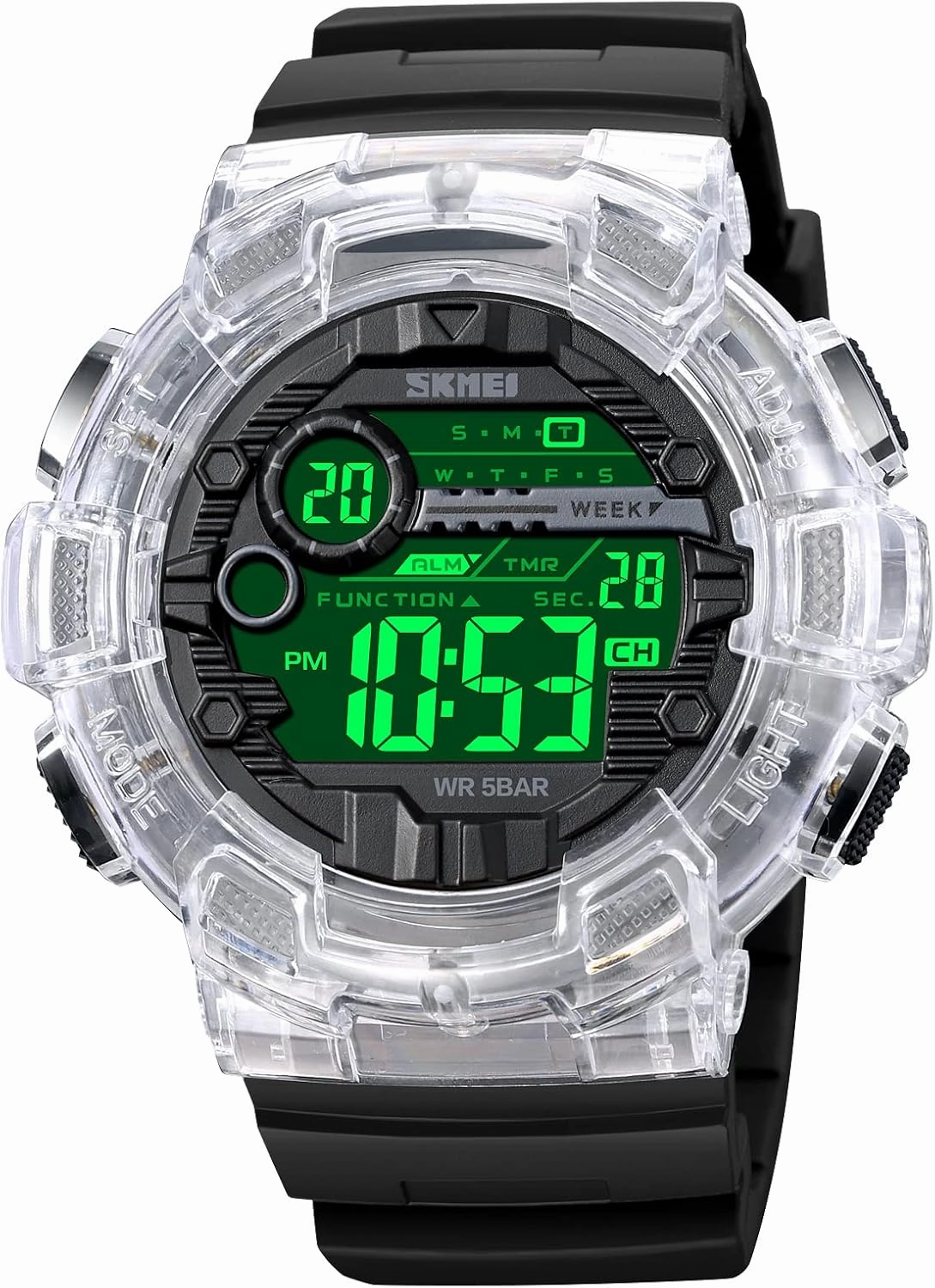 SKMEI Men's Digital Sports Watch, Military Waterproof Watches LED Screen Large Face Stopwatch Alarm Wristwatch