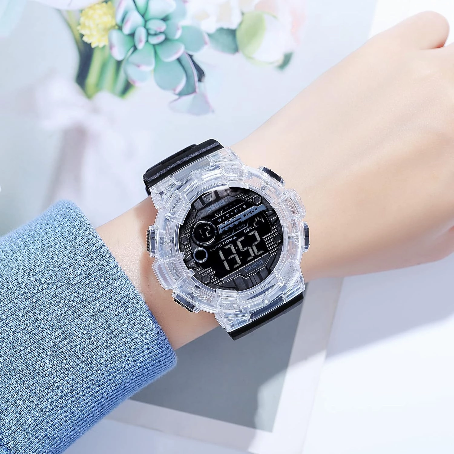 SKMEI Men's Digital Sports Watch, Military Waterproof Watches LED Screen Large Face Stopwatch Alarm Wristwatch