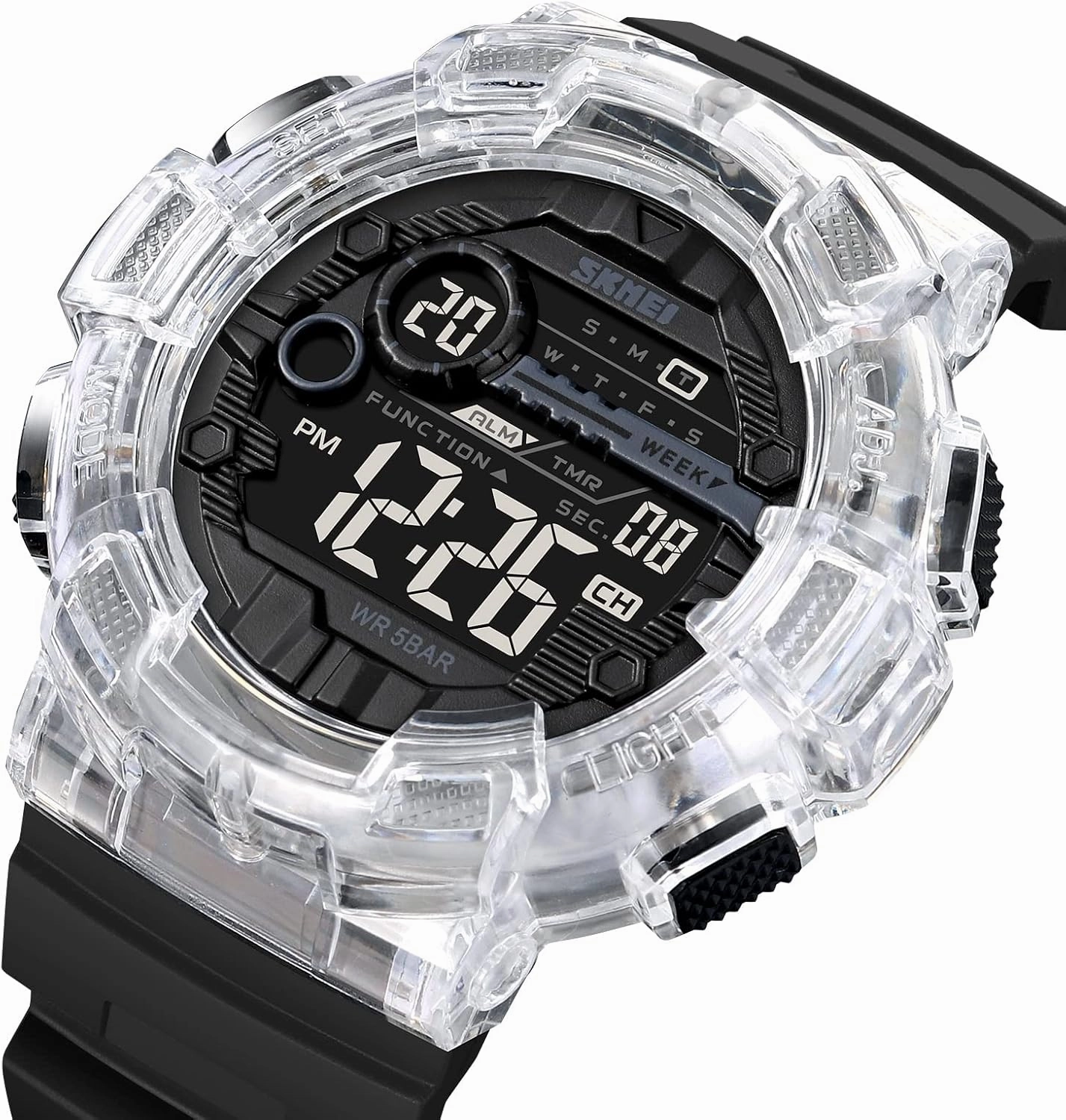SKMEI Men's Digital Sports Watch, Military Waterproof Watches LED Screen Large Face Stopwatch Alarm Wristwatch