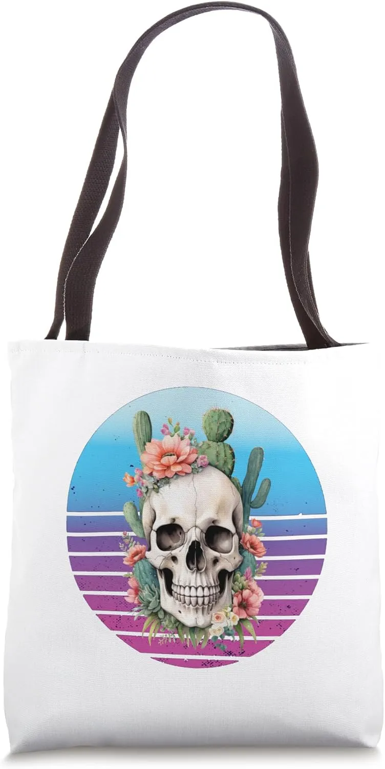 Skull flowers cacti crown petals succulents blossoms teeth Tote Bag