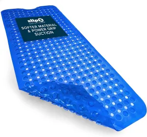 SlipX Solutions Power Grip 39x16 Bathtub & Shower Mat | Premium Non-Slip Bath Safety | Clear Blue