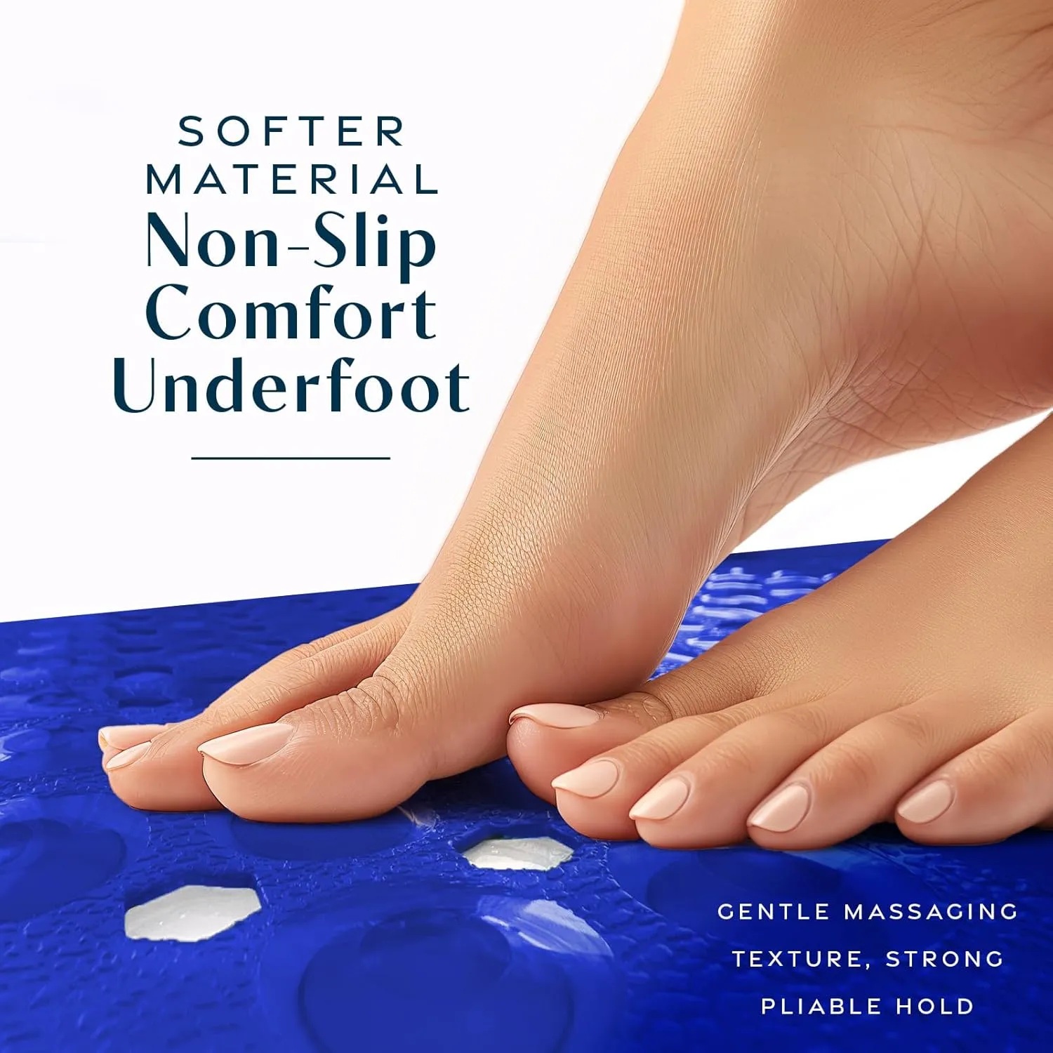 SlipX Solutions Power Grip 39x16 Bathtub & Shower Mat | Premium Non-Slip Bath Safety | Clear Blue