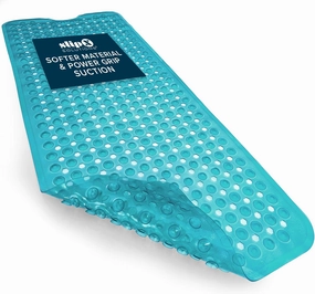 SlipX Solutions Power Grip 39x16 Bathtub & Shower Mat | Premium Non-Slip Bath Safety | Clear Aqua