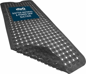 SlipX Solutions Power Grip 39x16 Bathtub & Shower Mat | Premium Non-Slip Bath Safety | Clear Black