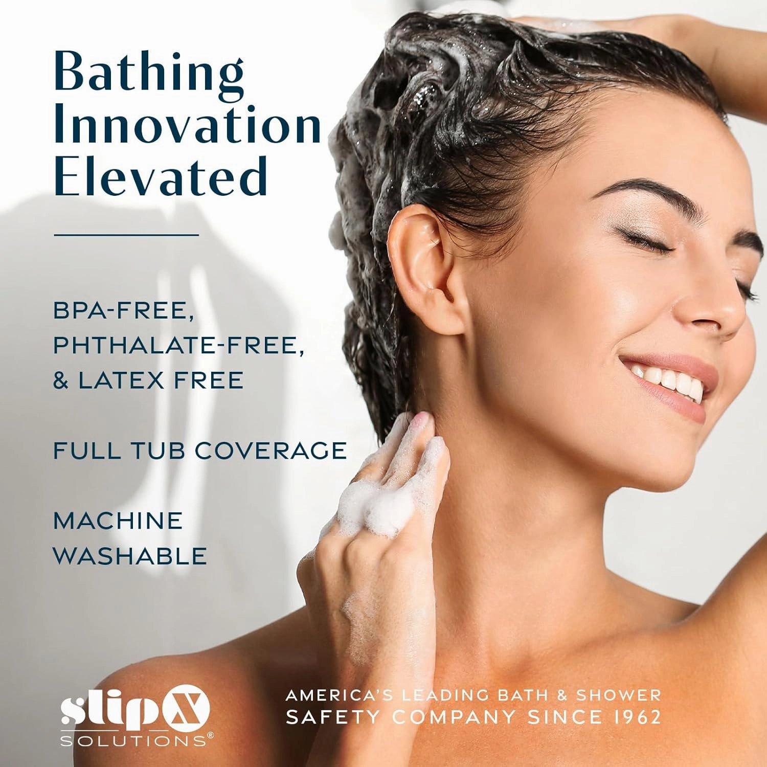 SlipX Solutions Power Grip 39x16 Bathtub & Shower Mat | Premium Non-Slip Bath Safety | Clear Bronze