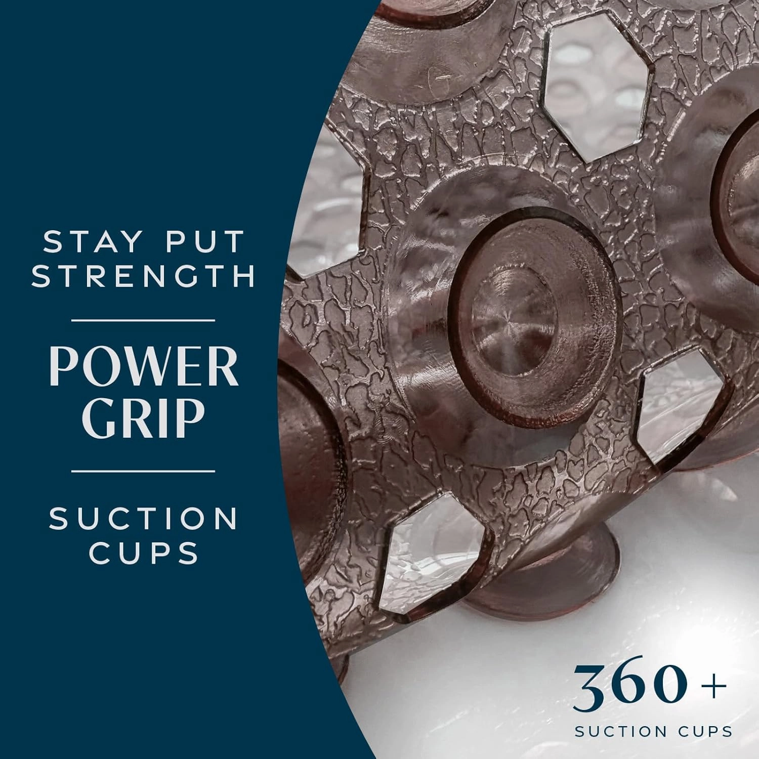 SlipX Solutions Power Grip 39x16 Bathtub & Shower Mat | Premium Non-Slip Bath Safety | Clear Bronze