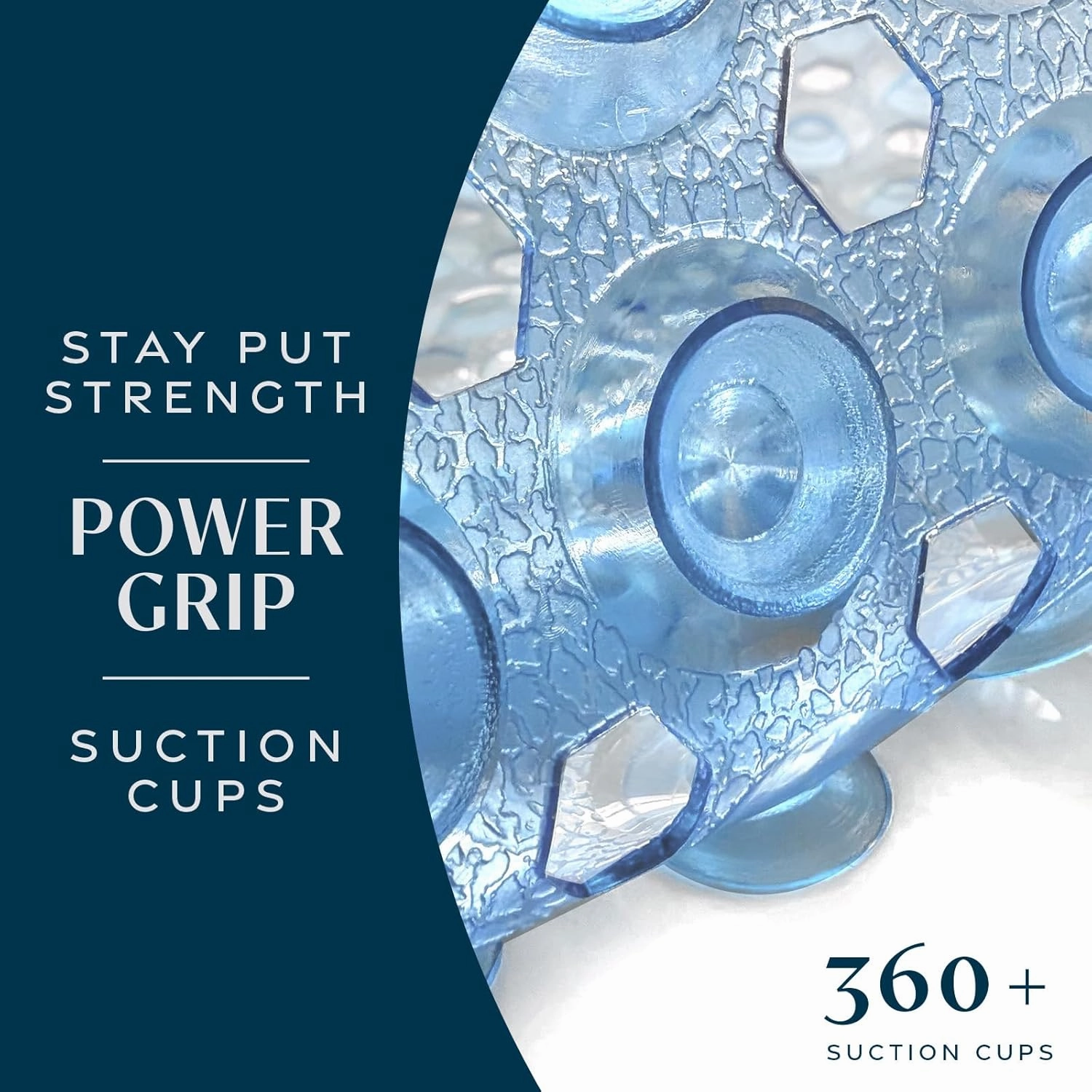 SlipX Solutions Power Grip 39x16 Bathtub & Shower Mat | Premium Non-Slip Bath Safety | Clear Light Blue
