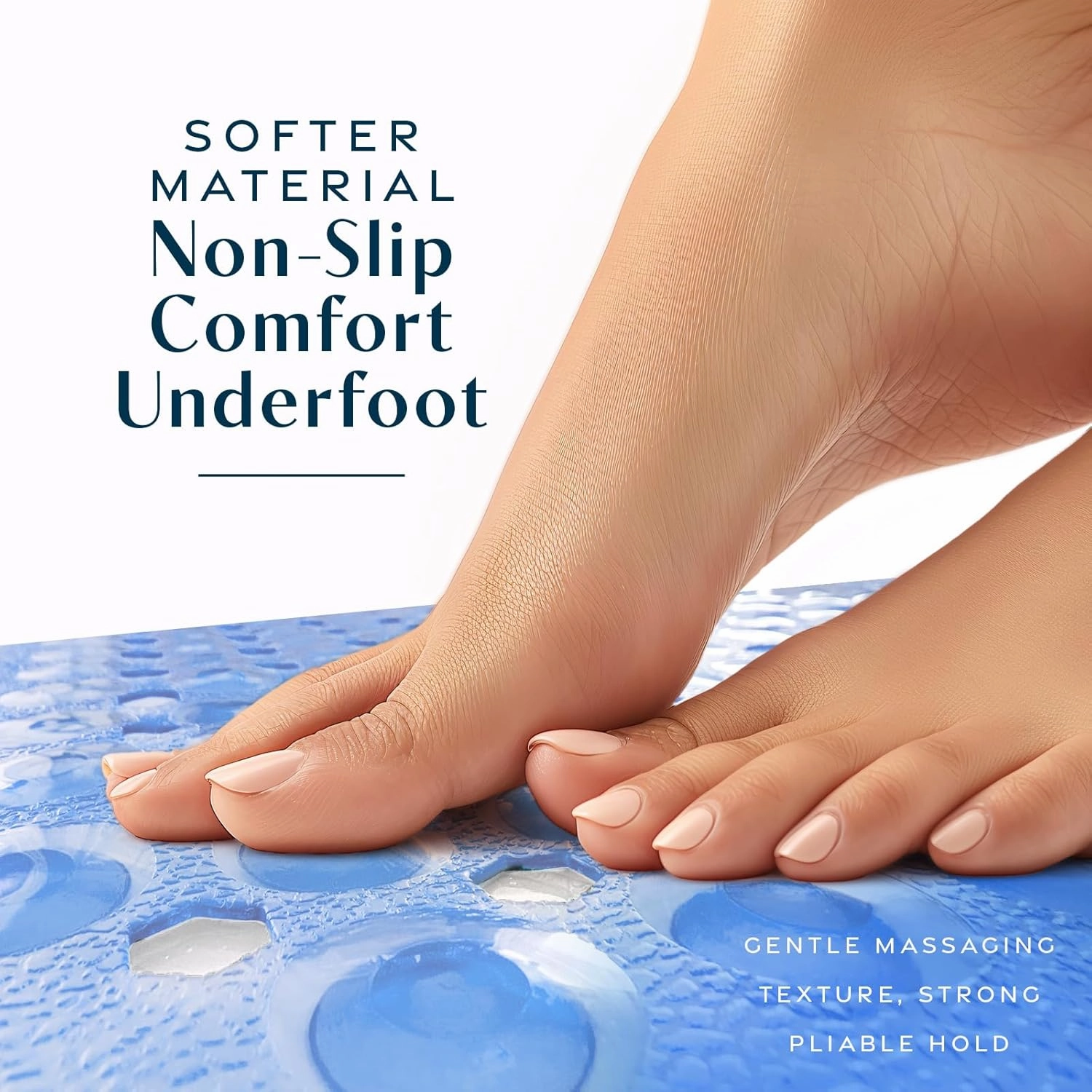 SlipX Solutions Power Grip 39x16 Bathtub & Shower Mat | Premium Non-Slip Bath Safety | Clear Light Blue