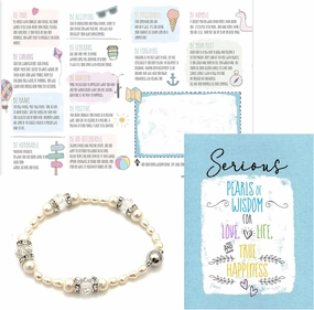 Smiling Wisdom - Serious Wisdom Greeting Card and Friendship Pearl Bracelet Gift Sets - Teenage Women - Cream
