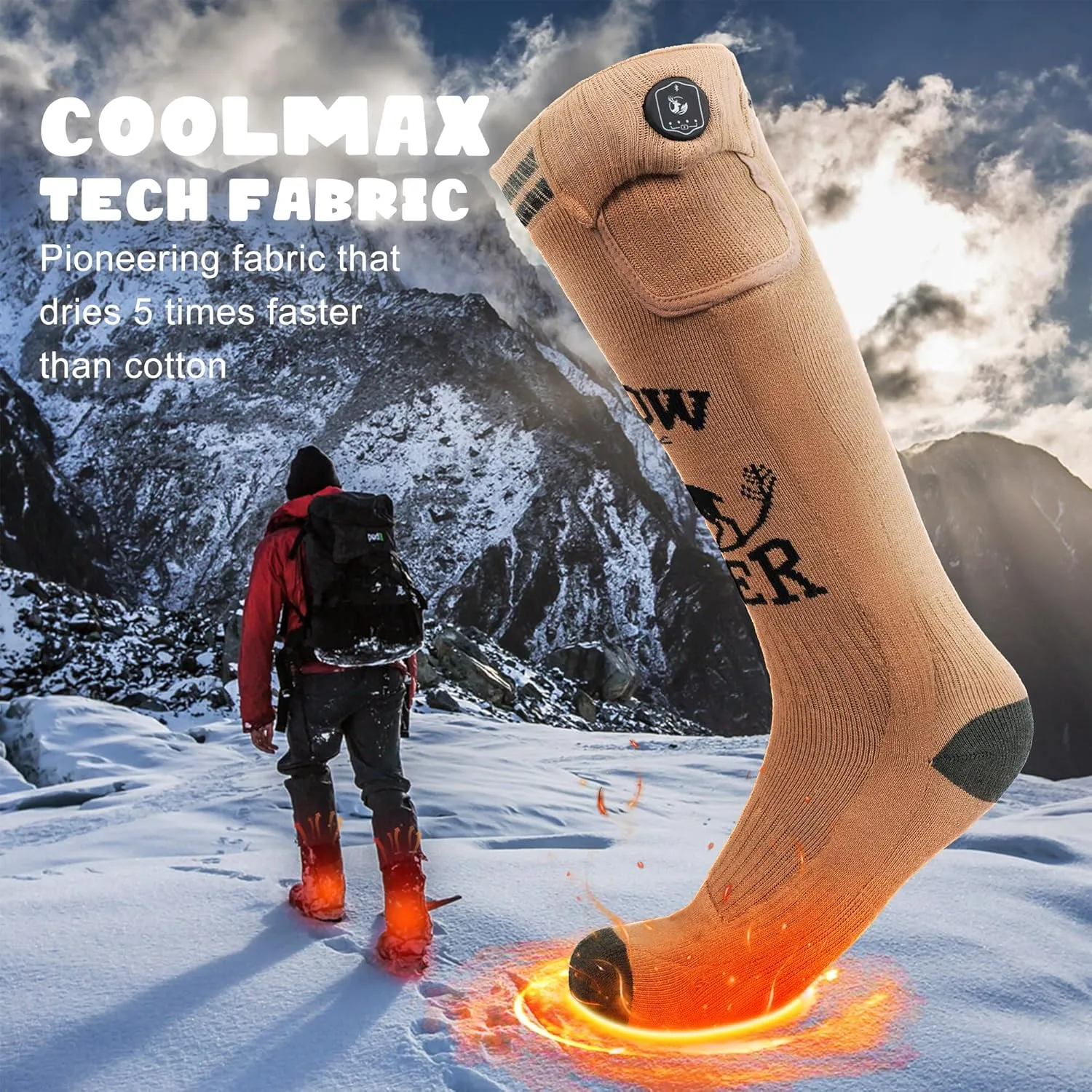SNOW DEER Hunting Heated Socks with App Control for Men Women, Rechargeable Electric Heating Warm Sock for Motorcycle Hunting Ski Hiking Cold Winter Work Washable
