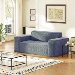 Sofa-in-a-Box, Memory Foam 2 Seater Sofa Couch, No Installation & Easy to Move, Modern Living Room Sofa Couch with Corduroy Fabric,Small Love Seat Sofa for Bedroom Apartment Home Office,Grey