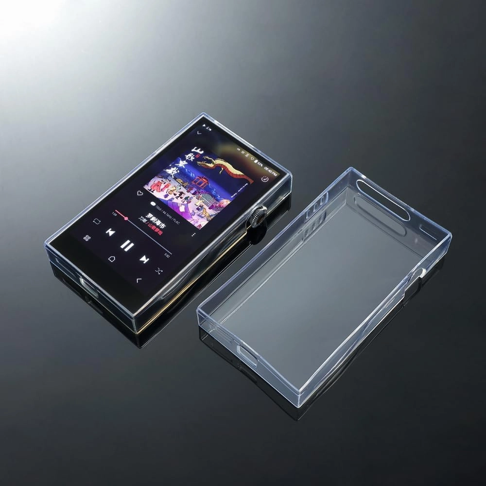 Soft Clear TPU Protective Skin Case Cover for iRiver Astell&Kern A&Futura SE300 with Front Screen Protector Tempered Glass (Clear Black)