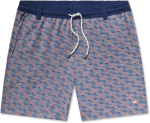 Southern Marsh Dockside Swim Trunks - Lattice, Slate and Peach, Large