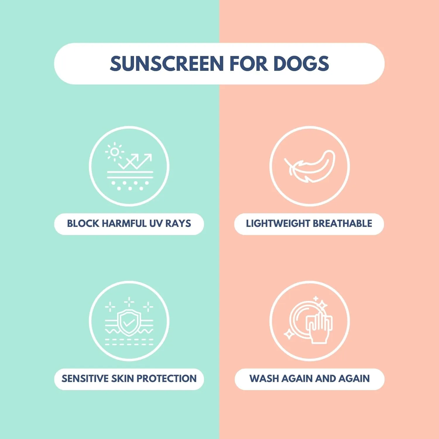 Spark Paws Dog T-Shirt, Quick Dry Soft Stretchy, Lightweight Breathable for Dogs with Sensitive Skin - Peach & Mint (Set of 2) - 2XL