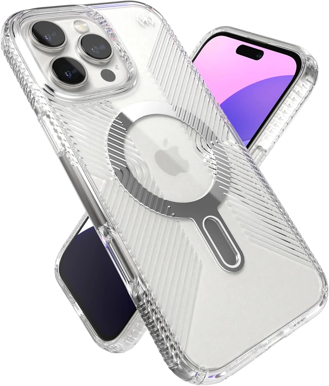 Speck Clear iPhone 16 Pro Max Case MagSafe   ClickLock - Slim Phone Case iPhone 16 Pro Max - iPhone 16 Pro Max Phone Case - Presidio - Clear/Chrome