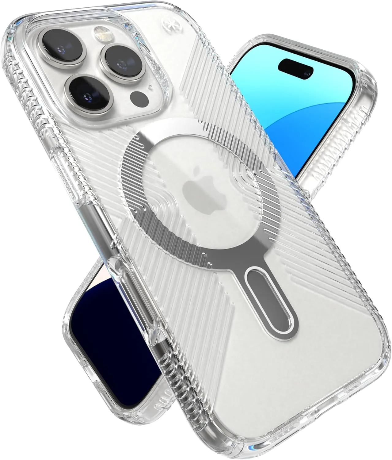 Speck Clear iPhone 16 Pro Max Case MagSafe   ClickLock - Slim Phone Case iPhone 16 Pro Max - iPhone 16 Pro Max Phone Case - Presidio - Clear/Chrome