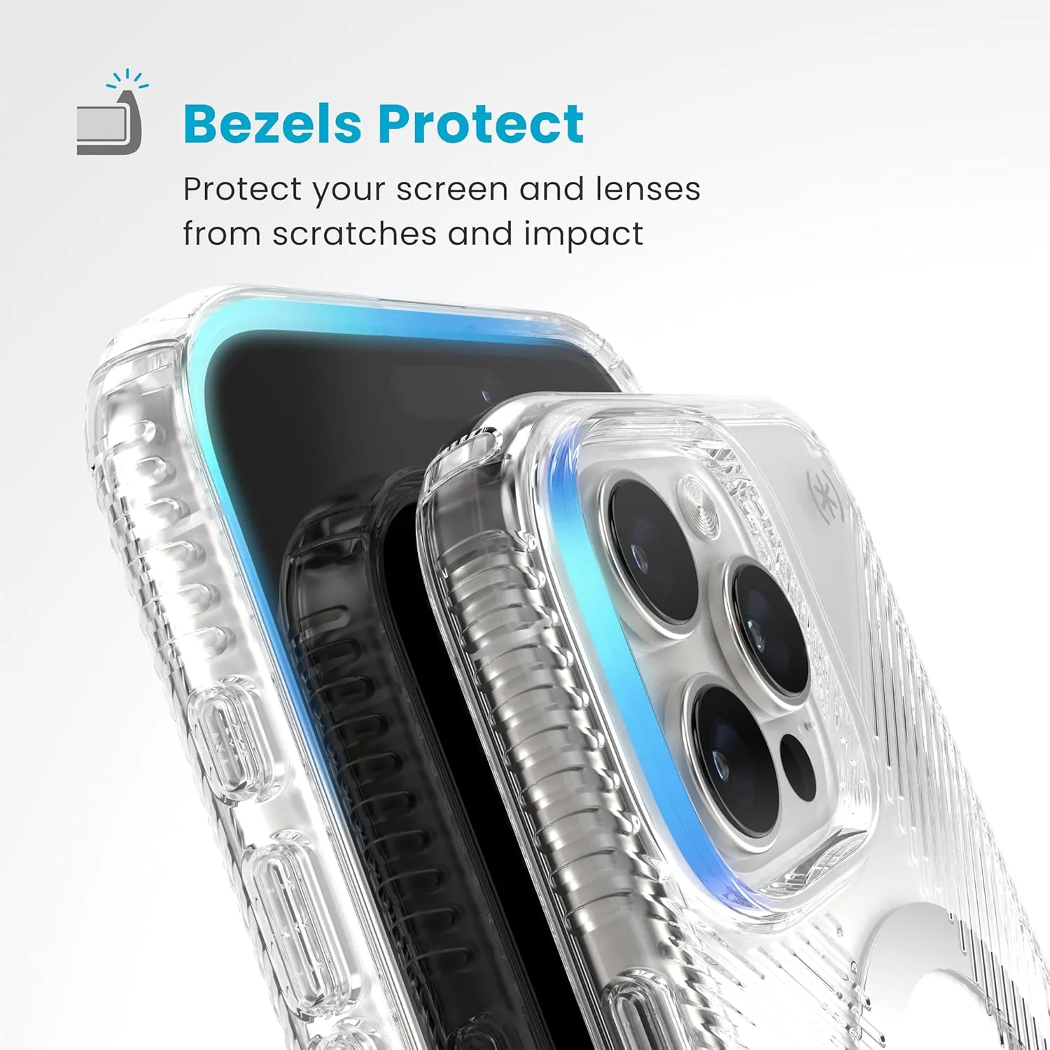 Speck Presidio Clear MagSafe Case - Slim iPhone 16 Pro Max Case - No-Slip Grip - 13ft Drop Protection - Clear/Chrome