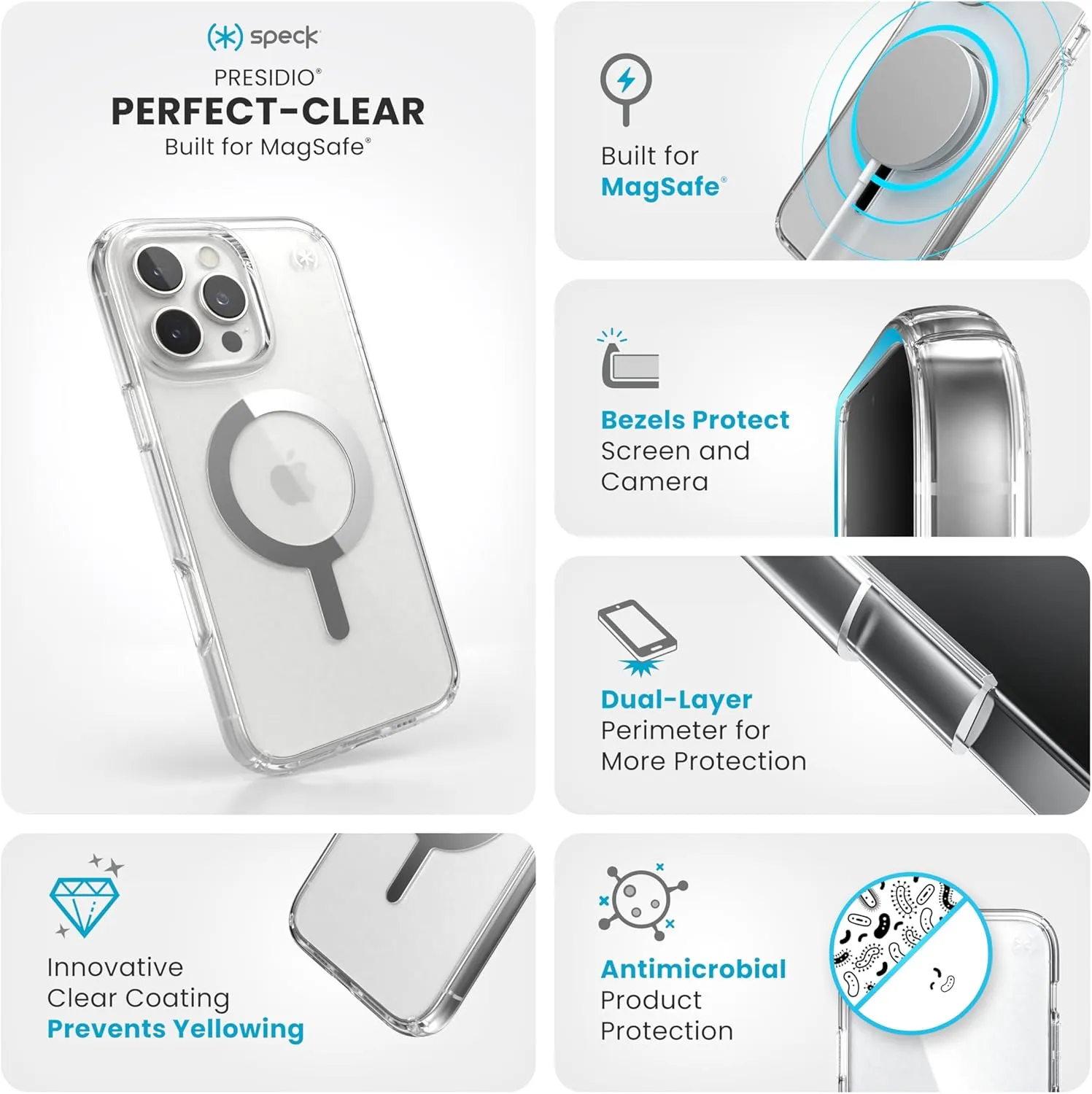 Speck Presidio Clear/Chrome iPhone 16 Pro Max MagSafe Case