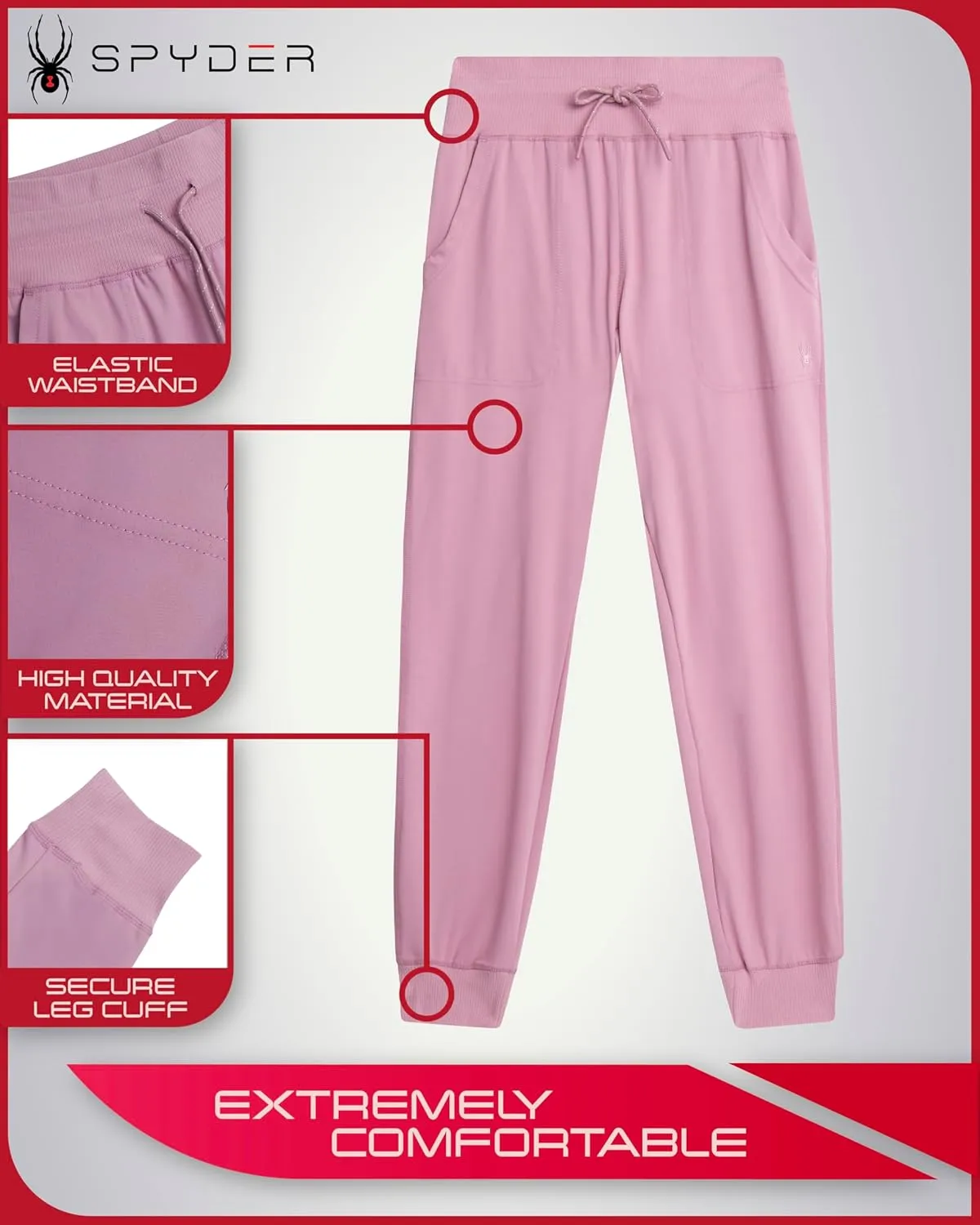 Spyder Women's Jogger Sweatpants - High Waisted Fleece Lined Athletic Joggers with Pockets for Casual Workout (Sizes: S-XL)