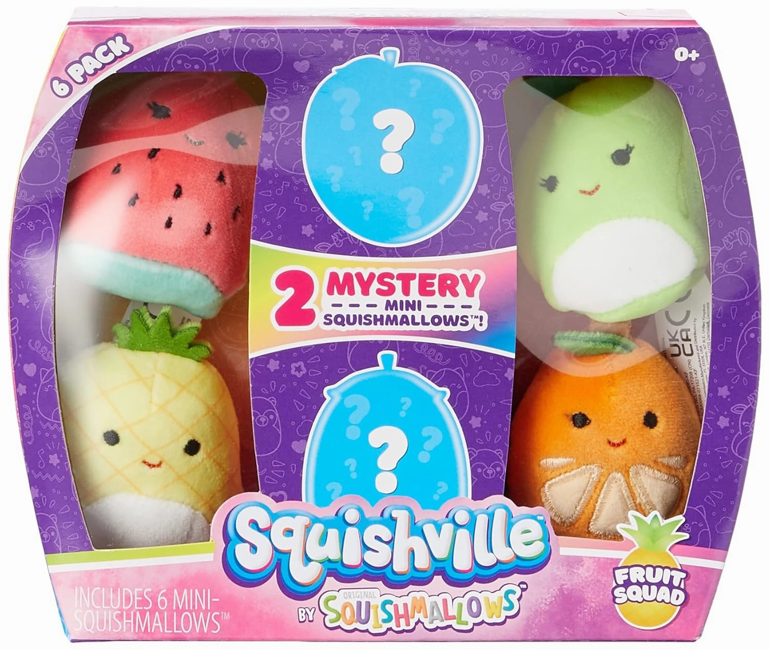Squishville Squishmallows Mystery Mini Plush Fruit Squad, Six 2” Soft Minimallow Fruit Plush, Irresistibly Soft Colourful Fruits, Mini Peach, Pineapple, and Watermelon Squishmallows