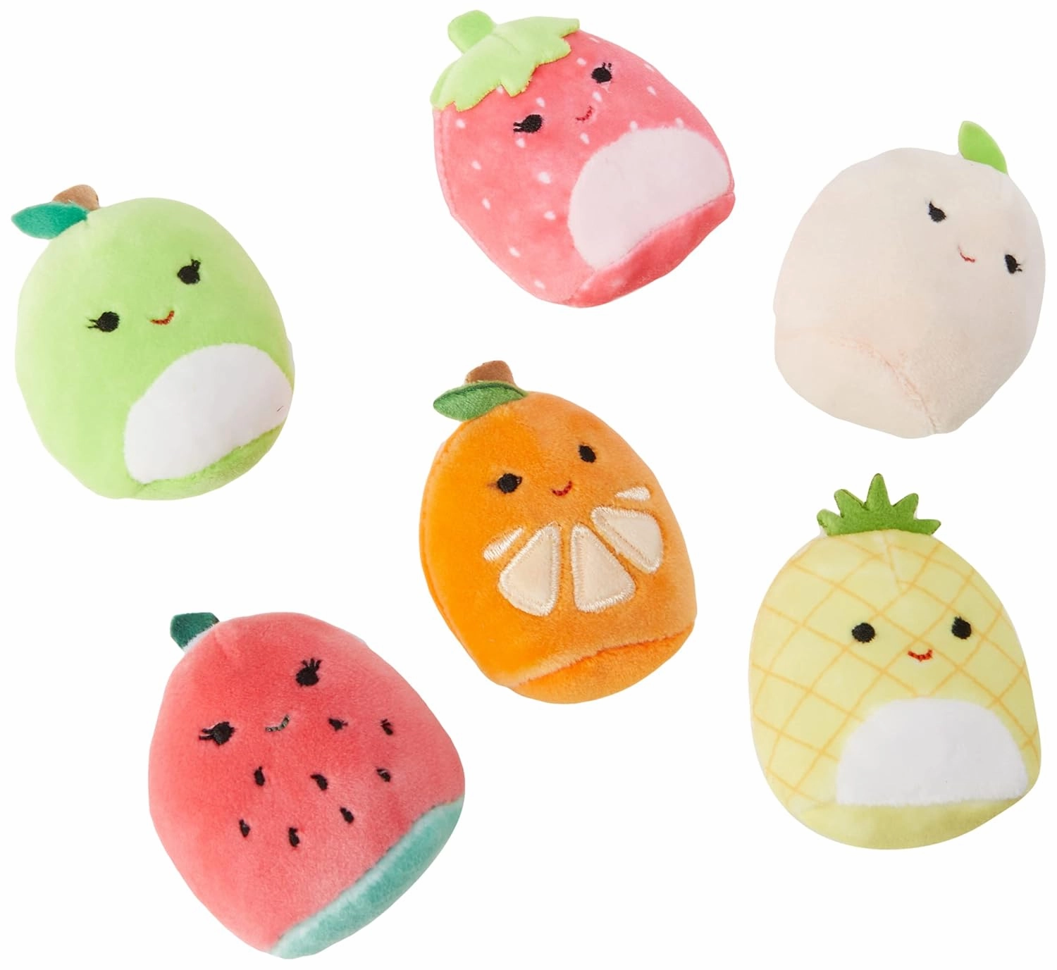 Squishville Squishmallows Mystery Mini Plush Fruit Squad, Six 2” Soft Minimallow Fruit Plush, Irresistibly Soft Colourful Fruits, Mini Peach, Pineapple, and Watermelon Squishmallows