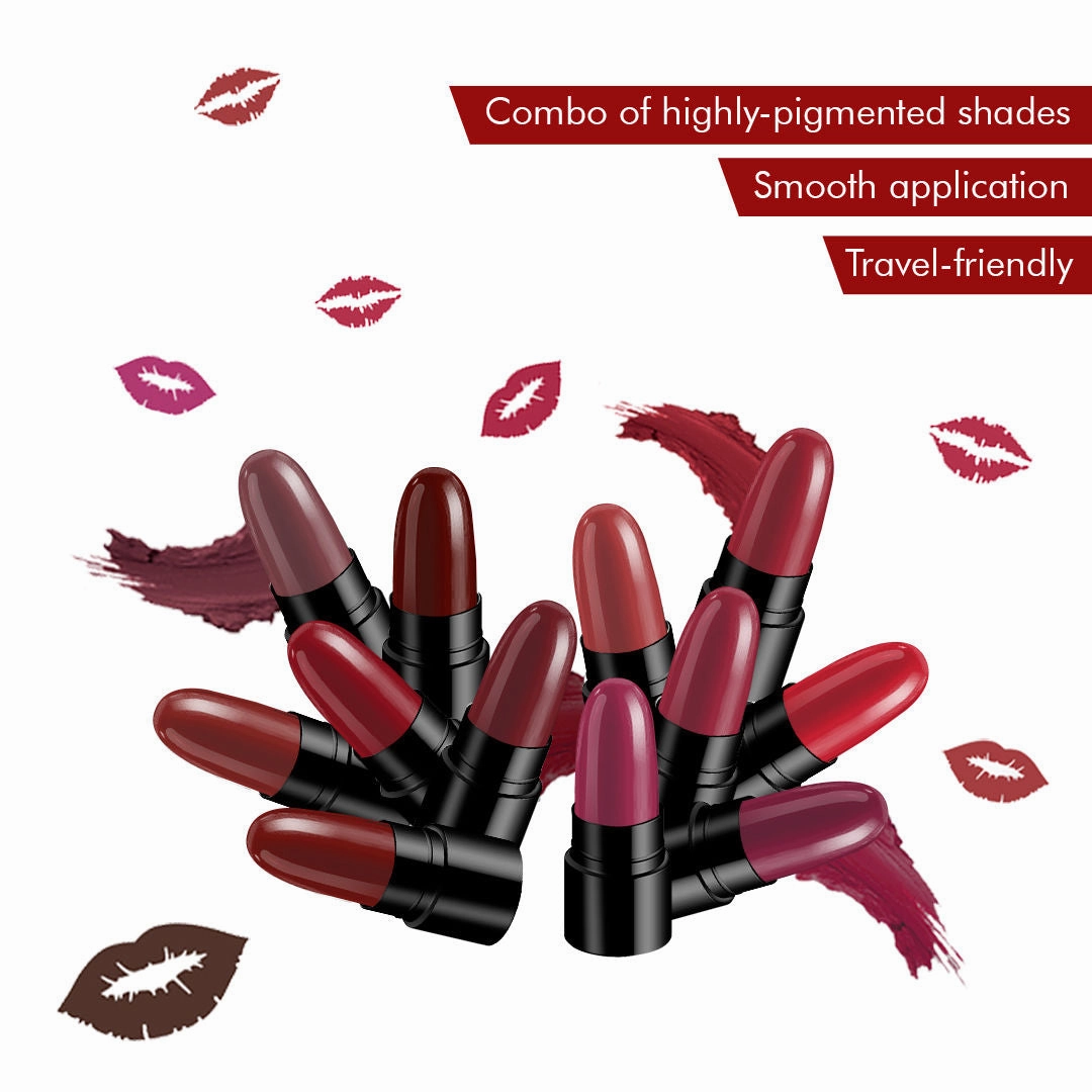 Stay Quirky Lipstick Soft and Super Matte Minis|12 in 1|Long l Multicolored| - Blow It With A Kiss Set of 12 Mini Lipsticks Kit 4 (14.4 g)