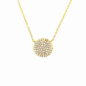 Sterling Silver Pave' Round Pendant Necklace