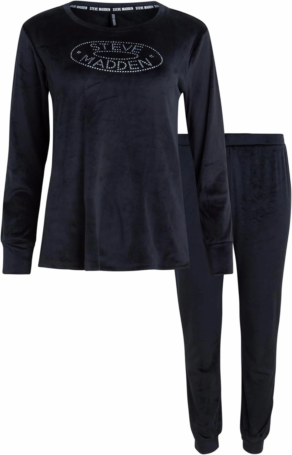 Steve Madden Women's Pajama Set - 2 Piece Peach Fuzz Velour Drop Shoulder Shirt and Jogger Pants - Sleepwear for Women (S-XL)