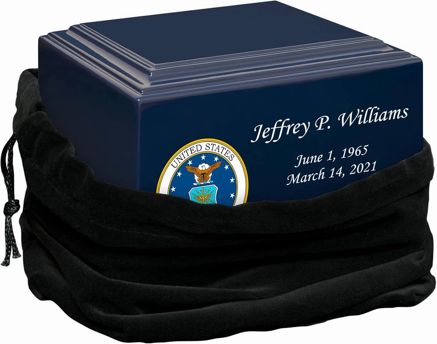 Stonewood Large Full Color Air Force Emblem Cremation Urn for Human Ashes - Composite Wood Cremation Urn for Adult Ashes - 280 Cubic Inch Capacity -Personalization Included